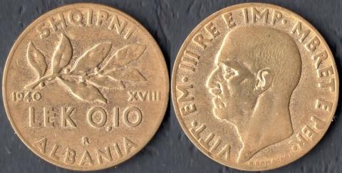 Албания 0.10 лека 1940