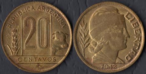 Аргентина 20 сентаво 1942