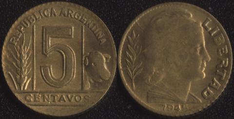 Аргентина 5 сентаво 1945