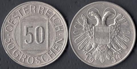 Австрия 50 грошей 1934