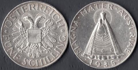 Австрия 5 шиллингов 1935