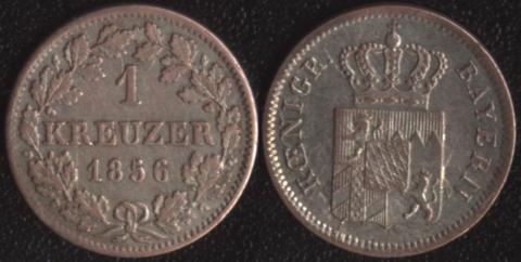 Бавария 1 крейцер 1856