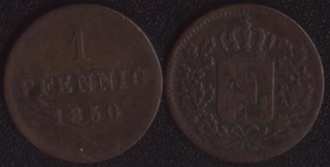 Бавария 1 пфенниг 1850