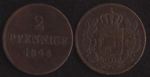 Бавария 2 пфеннига 1844