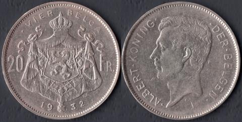 Бельгия 20 франков 1932 (фламандская легенда)
