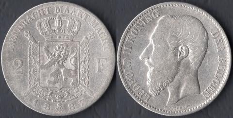 Бельгия 2 франка 1887 фламандский
