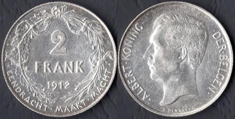 Бельгия 2 франка 1912 (фламандская легенда)