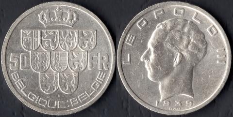 Бельгия 50 франков 1939 (BELGIQUE-BELGIЁ)