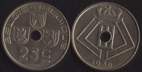 Бельгия 25 сантим 1938 фламандский