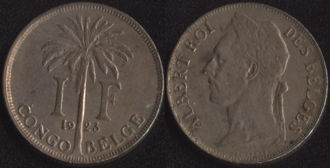 Бельгийское Конго 1 франк 1923 французский