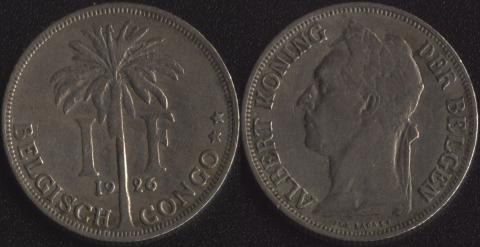 Бельгийское Конго 1 франк 1926 фламандский