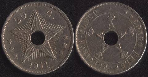 Бельгийское Конго 20 сантим 1911