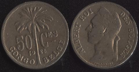 Бельгийское Конго 50 сантим 1925 французский