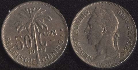 Бельгийское Конго 50 сантим 1928 фламандский