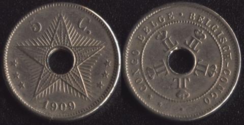 Бельгийское Конго 5 сантим 1909