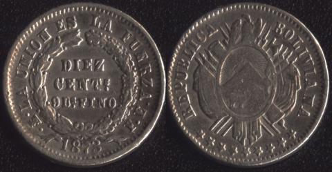 Боливия 10 сентаво 1873