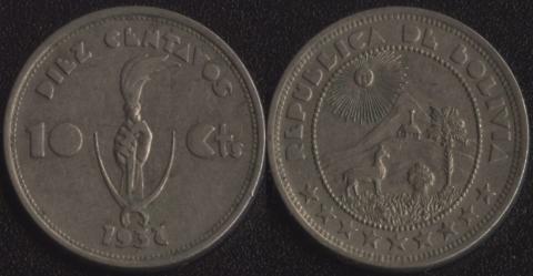 Боливия 10 сентаво 1937