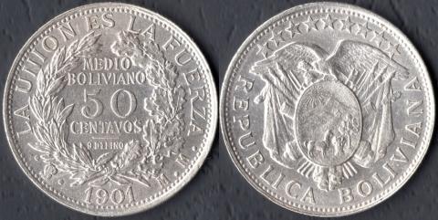 Боливия 50 сентаво 1901