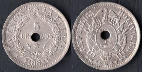 Боливия 5 сентаво 1883