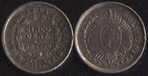 Боливия 5 сентаво 1895