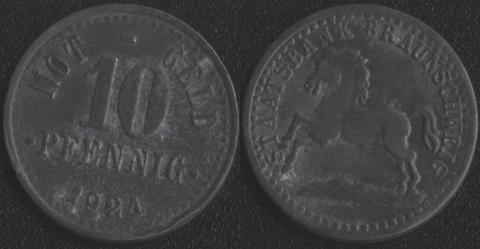 Брауншвейг 10 пфеннигов 1921 Брауншвейг 10 пфеннигов 1921
