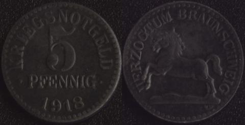 Брауншвейг 5 пфеннигов 1918 Брауншвейг 5 пфеннигов 1918