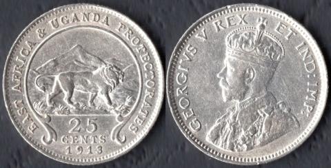 Британская Восточная Африка 25 центов 1913