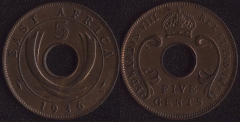 Восточная Африка 5 центов 1936 Эдуард VIII