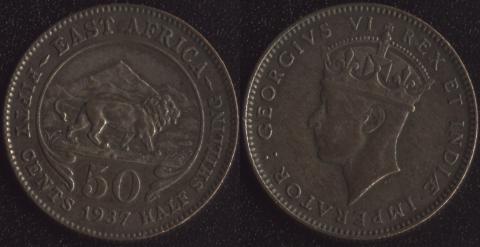 Британская Восточная Африка 50 центов 1937