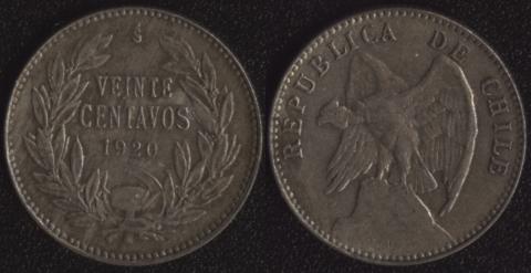 Чили 20 сентаво 1920