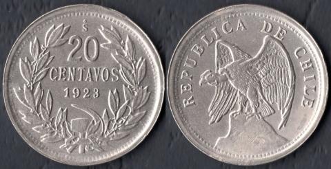 Чили 20 сентаво 1923