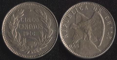 Чили 5 сентаво 1916