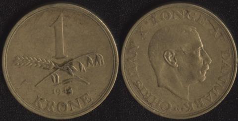 Дания 1 крона 1944 Дания 1 крона 1944