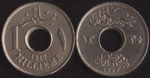 Египет 1 миллим 1917