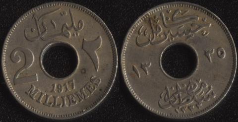 Египет 2 миллима 1917