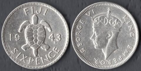 Фиджи 6 пенсов 1943