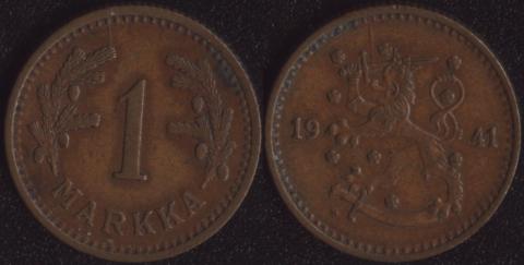 Финляндия 1 марка 1941 Финляндия 1 марка 1941