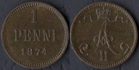 Финляндия 1 пенни 1874