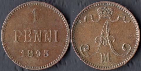 Финляндия 1 пенни 1893
