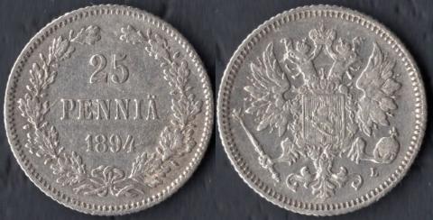 Финляндия 25 пенни 1894