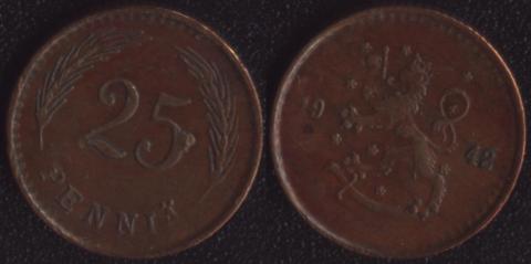 Финляндия 25 пенни 1942 Финляндия 25 пенни 1942
