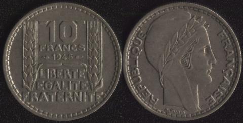 Франция 10 франков 1945