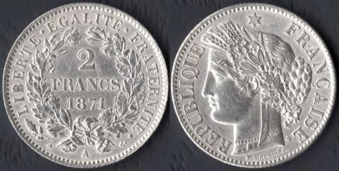 Франция 2 франка 1871