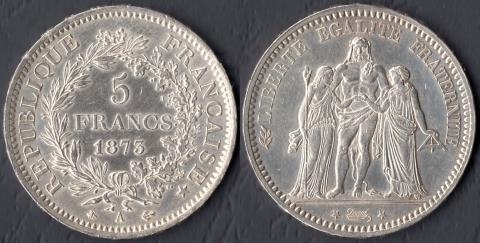 Франция 5 франков 1873