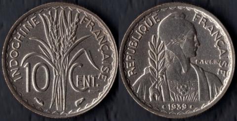 Французский Индокитай 10 центов 1939 (точки)