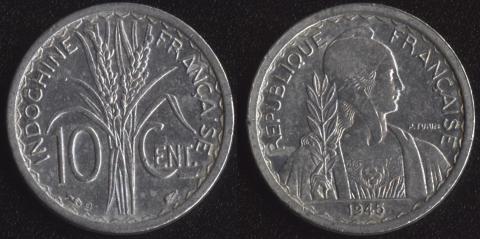 Французский Индокитай 10 центов 1945