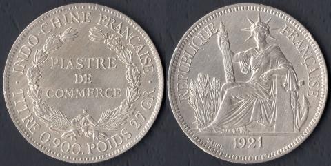Французский Индокитай 1 пиастр 1921