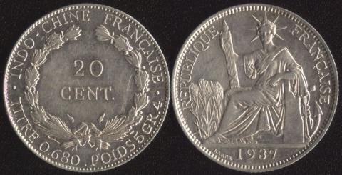 Французский Индокитай 20 центов 1937