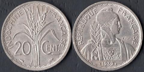 Французский Индокитай 20 центов 1939