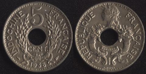 Французский Индокитай 5 центов 1938